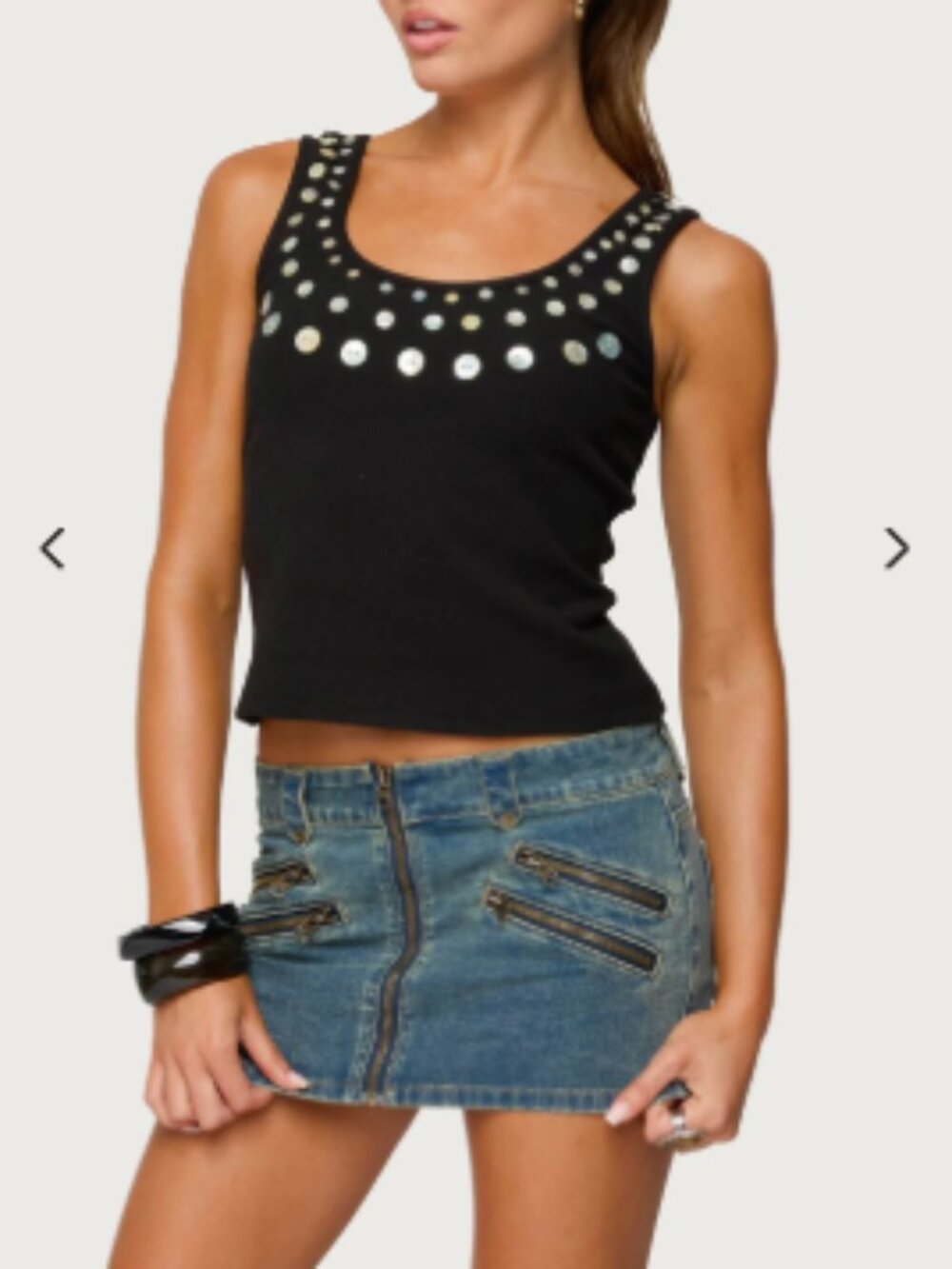 Edikted Beach Babe Scoop Tank Top Black Size Small